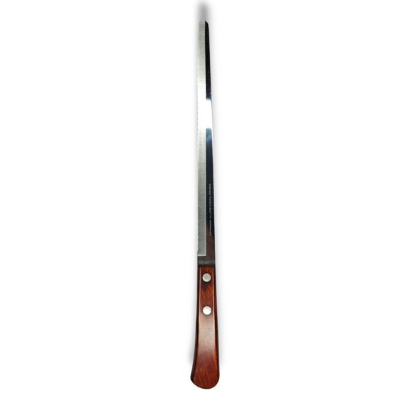 Vintage Robeson Frozen Heat Serrated Slicing Carving Knife Wooden Handle - Picture 1 of 7